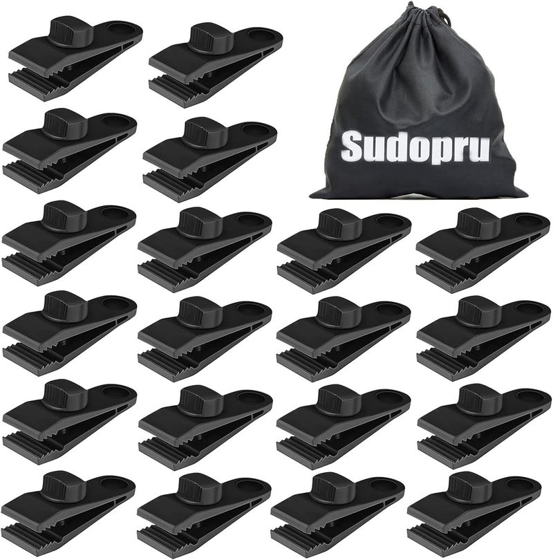 Sudopru مشابك قماش مشدودة ثقيلة، 20 قطعة مشابك قماش، مشابك غطاء المسبح، مثبتات خيمة القرش للتخييم، المظلات، غطاء السيارة، غطاء المسبح، غطاء القارب (20 مشبك + 1 حقيبة) - Image 1